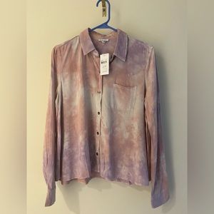 Splendid Women’s Sz Medium Tie Dye Longsleeve Button Down Shirt Pink/ Purple